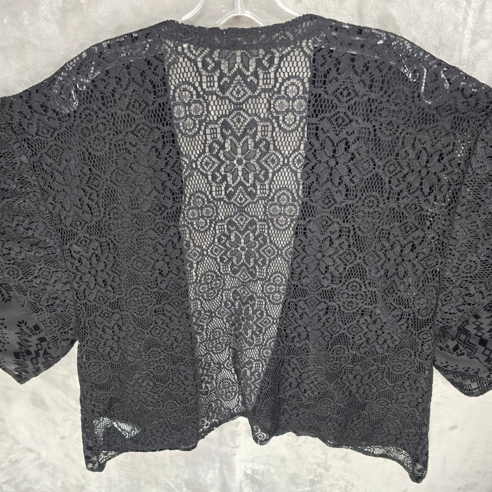 Hollister Kimono Cardigan Women OS Black Lace Geometric Open Front Whimsigoth - Picture 15 of 16